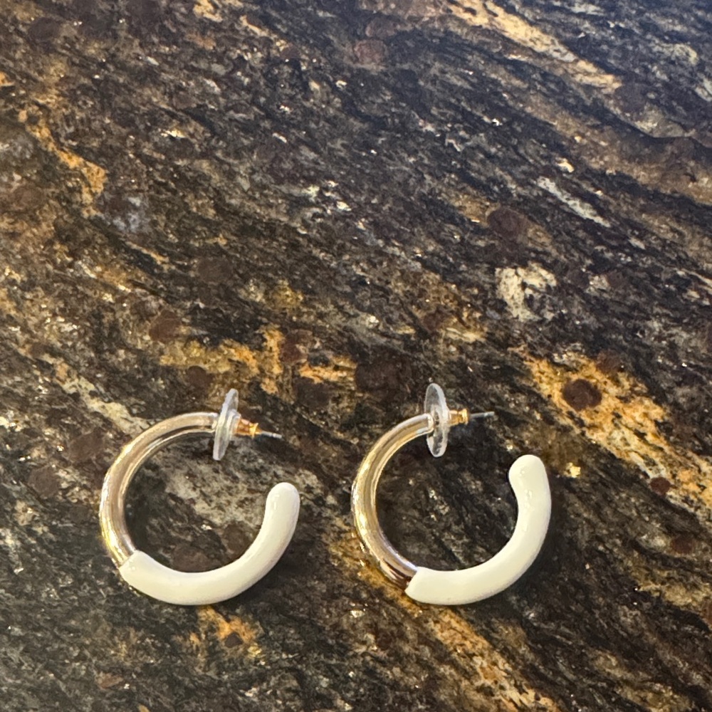 Elegant Gold and White Hoop Earrings